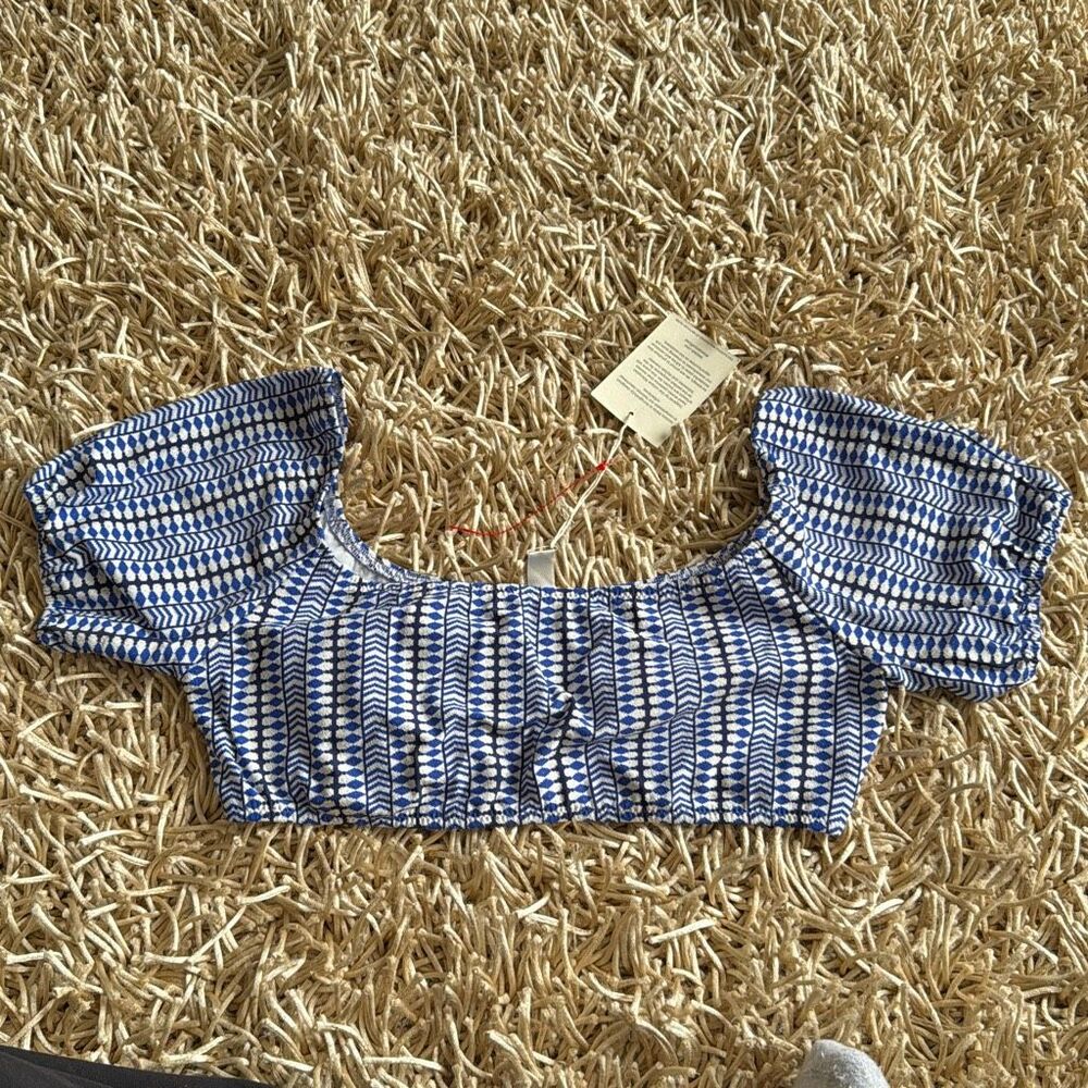 Lemlem Lola Pouf Top in Classic Blue Size M - Picture 2 of 6